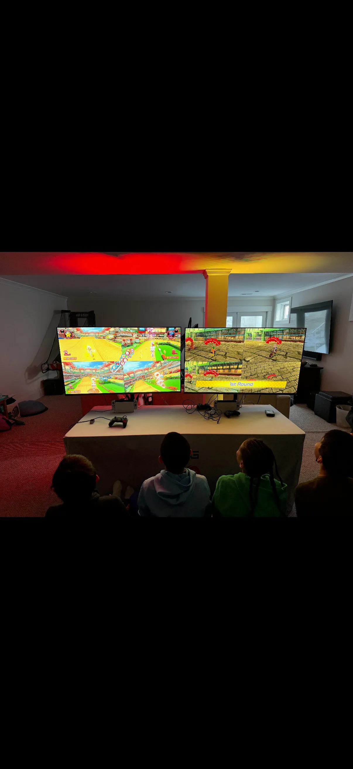 House party gaming event with multiple consoles