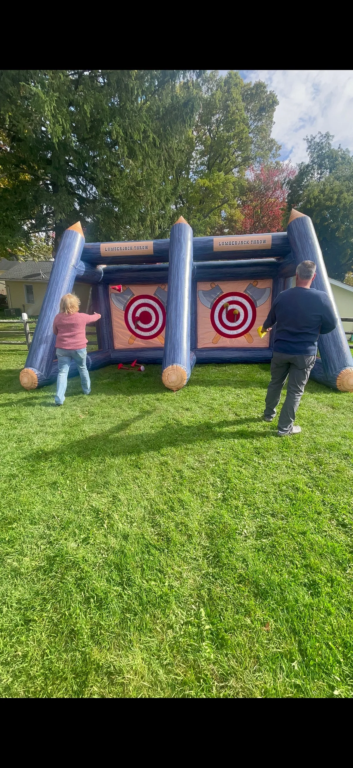 Inflatable axe throwing game