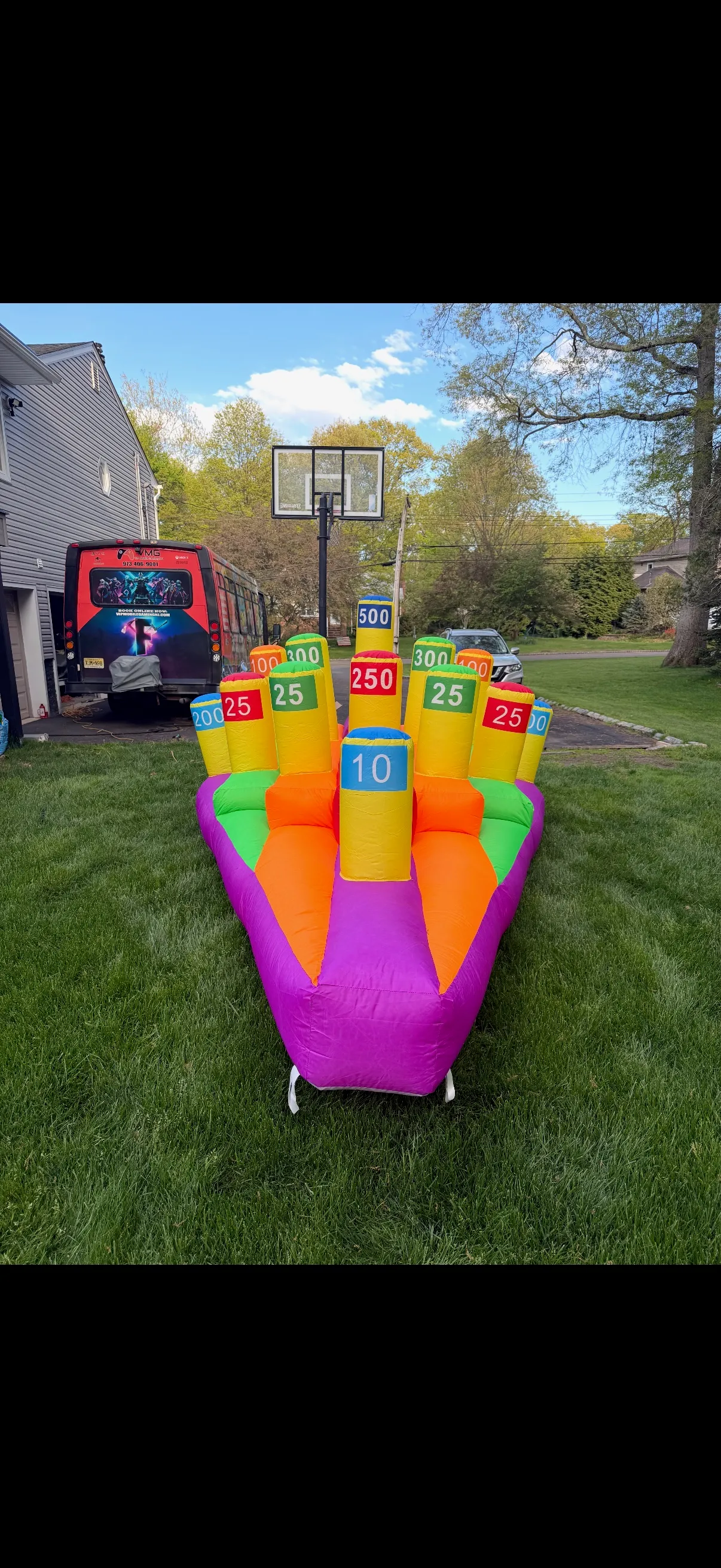 Inflatable skee-ball game