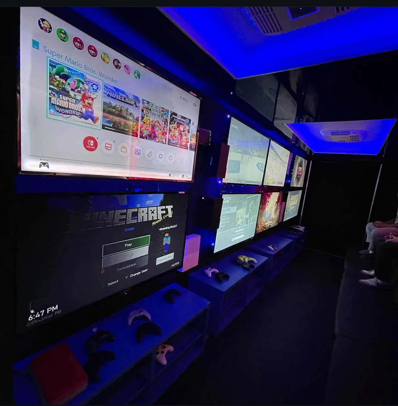 Game truck interior console setup
